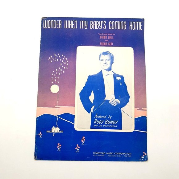 Wonder When My Babys Coming Home 1942 Vintage Sheet Music Piano Goell Kent - Picture 1 of 4